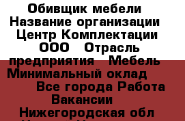 Обивщик мебели › Название организации ­ Центр Комплектации, ООО › Отрасль предприятия ­ Мебель › Минимальный оклад ­ 70 000 - Все города Работа » Вакансии   . Нижегородская обл.,Нижний Новгород г.